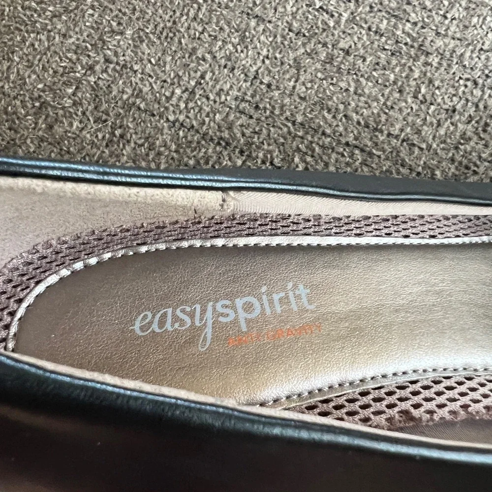 Easy Spirit Anti-Gravity Black Leather Loafer Pumps Low Block Heel Shoes 11M